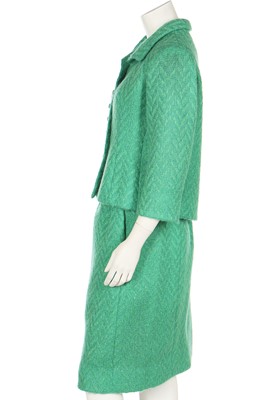Lot 88 - A Balenciaga couture jade-green tweed suit, Autumn-Winter 1963-64