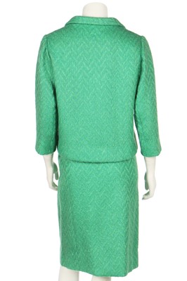 Lot 88 - A Balenciaga couture jade-green tweed suit, Autumn-Winter 1963-64