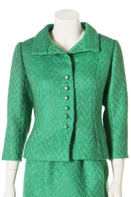 Lot 88 - A Balenciaga couture jade-green tweed suit, Autumn-Winter 1963-64