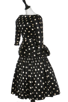 Lot 76 - A fine Balenciaga couture polka-dot satin dinner dress, Model 103, Autumn-Winter 1953
