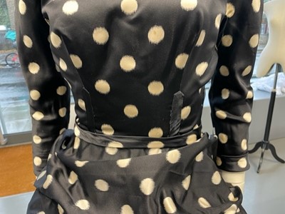 Lot 76 - A fine Balenciaga couture polka-dot satin dinner dress, Model 103, Autumn-Winter 1953