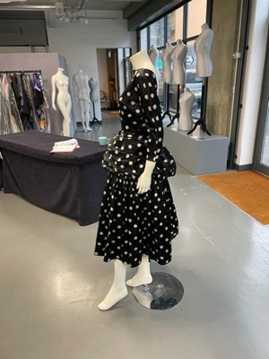 Lot 76 - A fine Balenciaga couture polka-dot satin dinner dress, Model 103, Autumn-Winter 1953