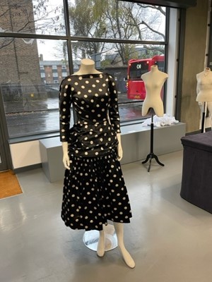 Lot 76 - A fine Balenciaga couture polka-dot satin dinner dress, Model 103, Autumn-Winter 1953