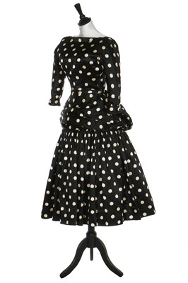 Lot 76 - A fine Balenciaga couture polka-dot satin dinner dress, Model 103, Autumn-Winter 1953