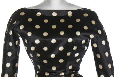 Lot 76 - A fine Balenciaga couture polka-dot satin dinner dress, Model 103, Autumn-Winter 1953