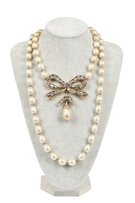 Lot 12 - A fine Chanel two-strand 'pearl' sautoir, 1971-1981