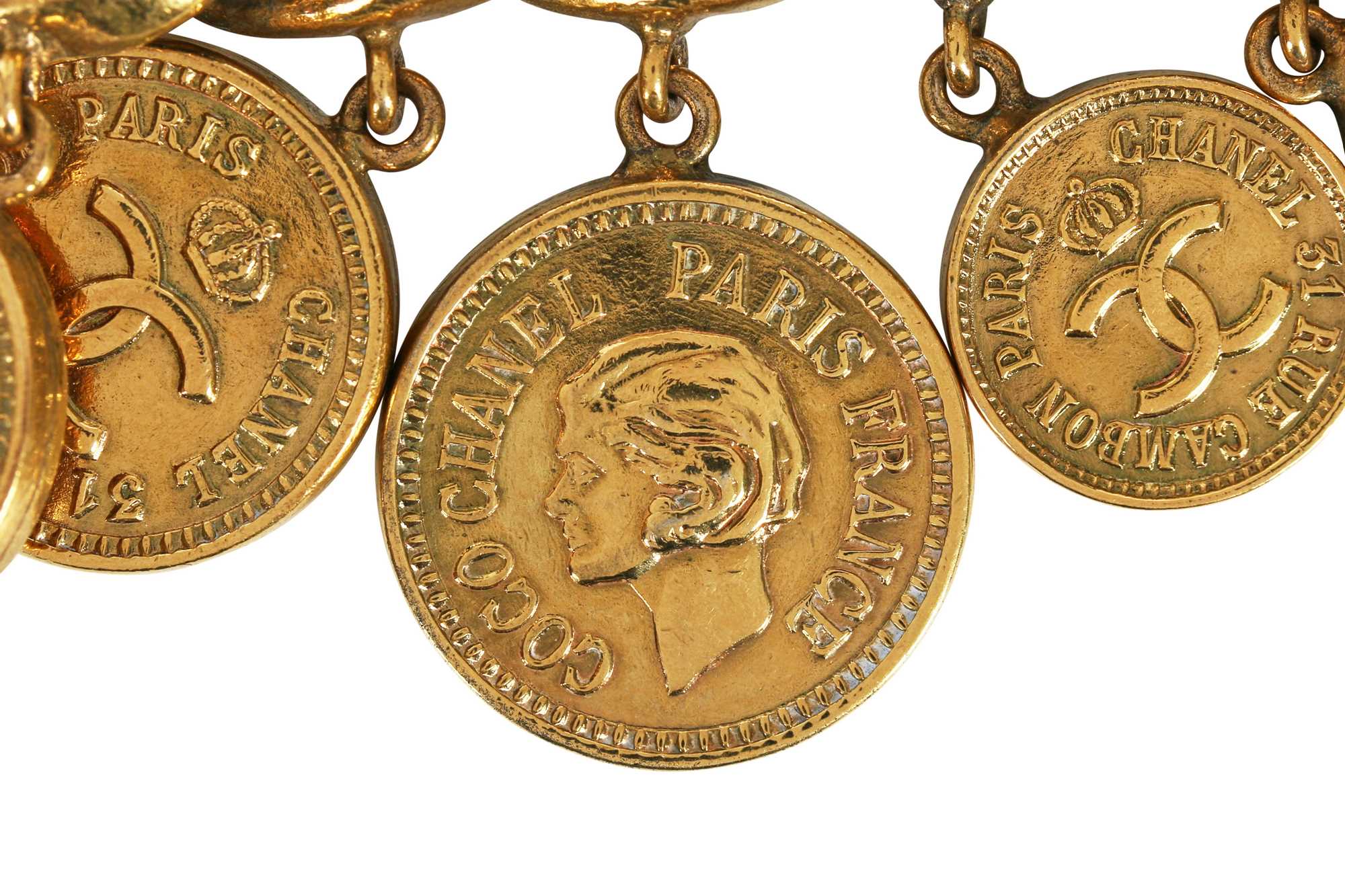 Lot 16 - A fine Chanel gilt 'coin' charm bracelet, probably 1970s