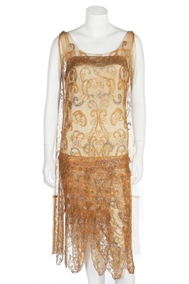 Lot 60 - A Callot Soeurs tangerine tulle flapper dress, circa 1925
