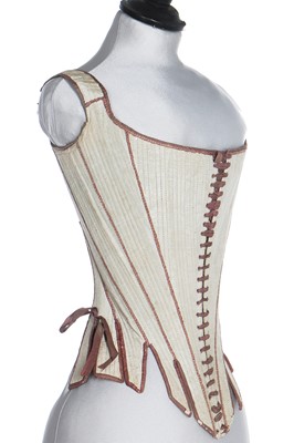 Lot 41 - A fine pair of moiré silk-covered stays, French, 1770-85