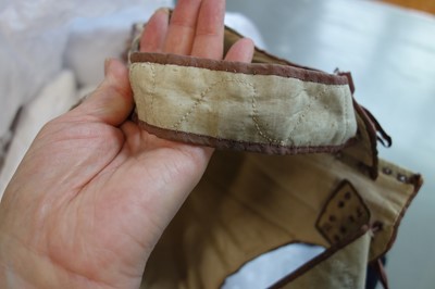 Lot 41 - A fine pair of moiré silk-covered stays, French, 1770-85