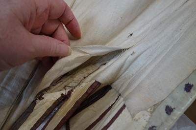 Lot 41 - A fine pair of moiré silk-covered stays, French, 1770-85