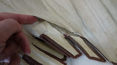 Lot 41 - A fine pair of moiré silk-covered stays, French, 1770-85