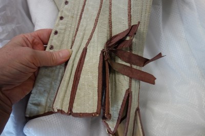 Lot 41 - A fine pair of moiré silk-covered stays, French, 1770-85