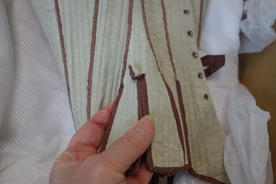 Lot 41 - A fine pair of moiré silk-covered stays, French, 1770-85