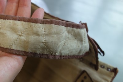 Lot 41 - A fine pair of moiré silk-covered stays, French, 1770-85
