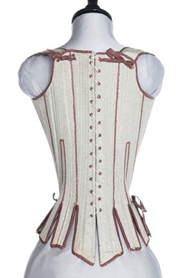 Lot 41 - A fine pair of moiré silk-covered stays, French, 1770-85