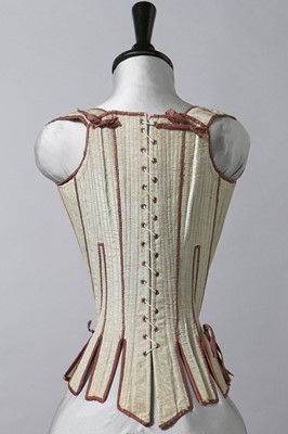 Lot 41 - A fine pair of moiré silk-covered stays, French, 1770-85