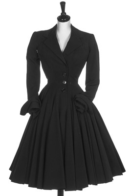 Lot 72 - A black wool coat dress, Dior, made under licence, American, circa 1947