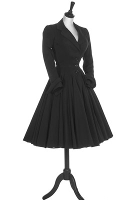 Lot 72 - A black wool coat dress, Dior, made under licence, American, circa 1947