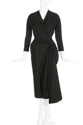 Lot 75 - A Balenciaga couture black wool dinner dress, Spring-Summer 1950