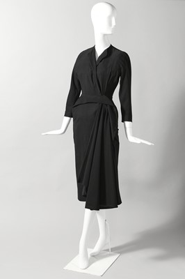 Lot 75 - A Balenciaga couture black wool dinner dress, Spring-Summer 1950