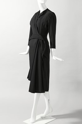 Lot 75 - A Balenciaga couture black wool dinner dress, Spring-Summer 1950