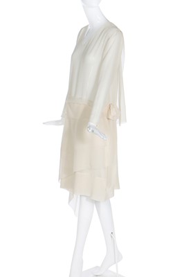 Lot 54 - An ivory chiffon couture dinner dress, attributed to Gabrielle Chanel, circa 1925