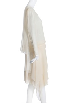 Lot 54 - An ivory chiffon couture dinner dress, attributed to Gabrielle Chanel, circa 1925