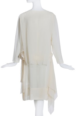 Lot 54 - An ivory chiffon couture dinner dress, attributed to Gabrielle Chanel, circa 1925