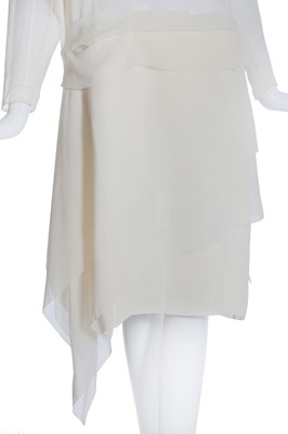 Lot 54 - An ivory chiffon couture dinner dress, attributed to Gabrielle Chanel, circa 1925