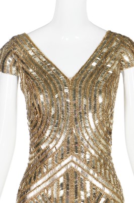Lot 228 - A fine Alexander McQueen gold embroidered and sequined evening dress, 'In Memory of Elizabeth Howe, Salem 1692' or 'Witches of Salem' collection, Autumn-Winter 2007