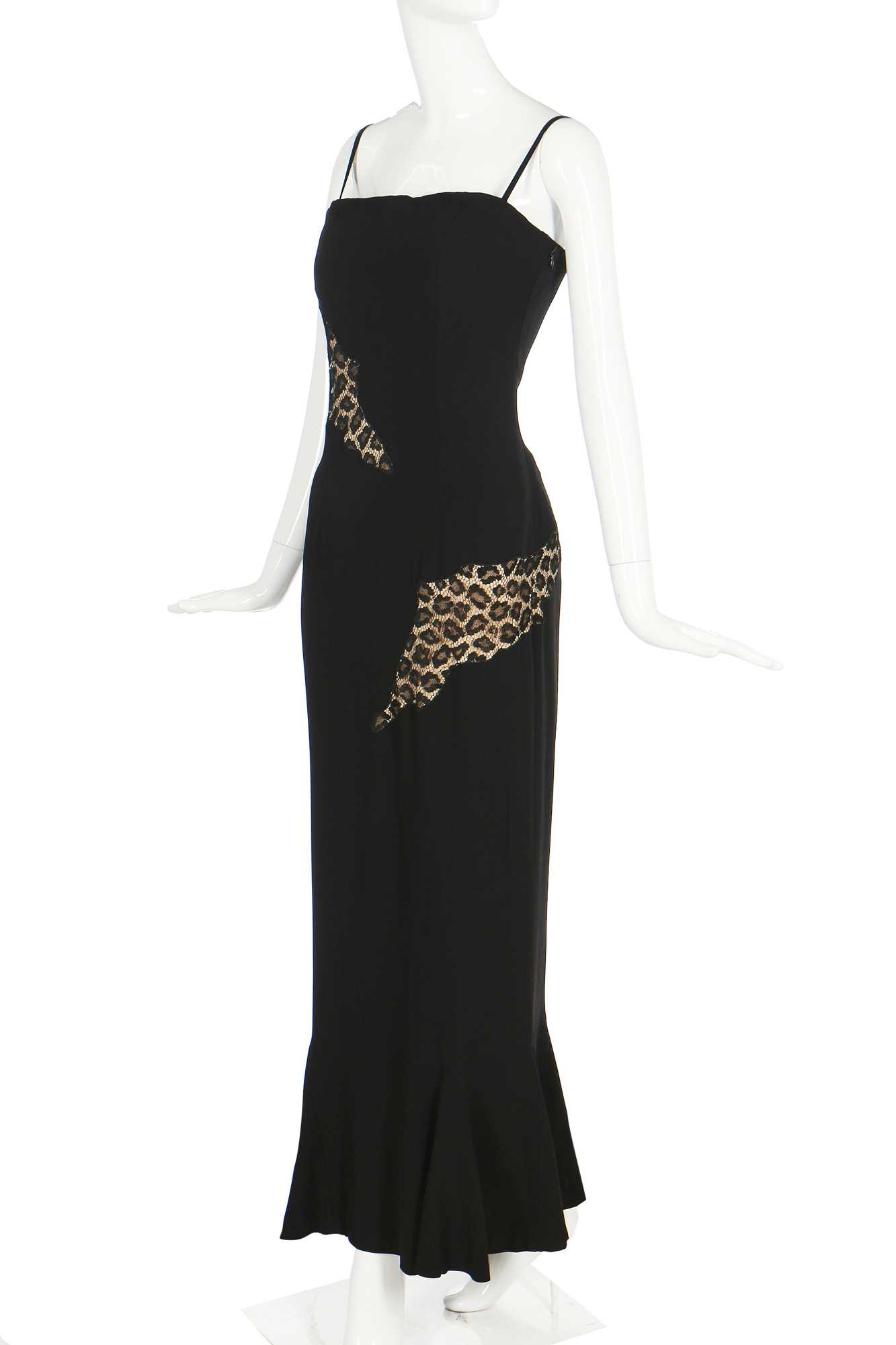 Lot 220 - A Givenchy by Alexander McQueen black crêpe and leopard lace evening gown, Autumn-Winter 1997 collection