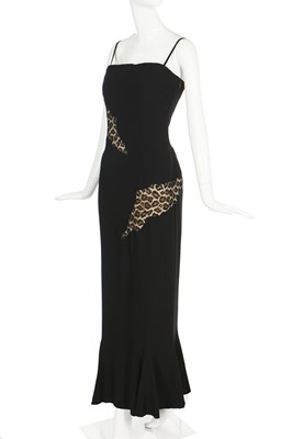 Lot 220 - A Givenchy by Alexander McQueen black crêpe and leopard lace evening gown, Autumn-Winter 1997 collection