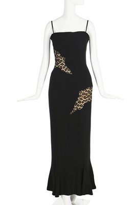 Lot 220 - A Givenchy by Alexander McQueen black crêpe and leopard lace evening gown, Autumn-Winter 1997 collection