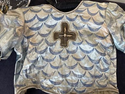 Lot 53 - Two de Basil Ballets Russes Cavalier costumes from 'Le Pavillon d'Armide', after a design by Benois, 1950s