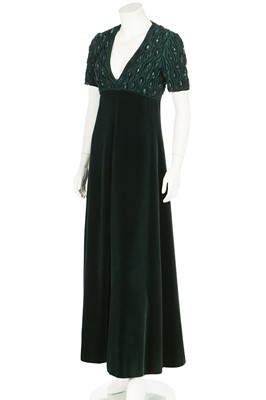 Lot 97 - A Diorling forest-green velvet evening gown, late 1960s