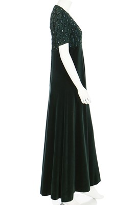 Lot 97 - A Diorling forest-green velvet evening gown, late 1960s