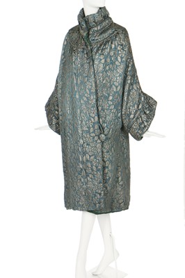 Lot 56 - A good lamé opera coat in shades of silver and sea-green, 1930s