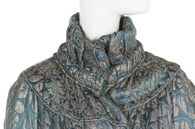 Lot 56 - A good lamé opera coat in shades of silver and sea-green, 1930s