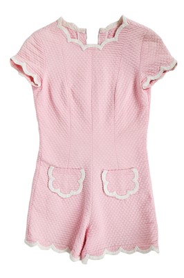 Lot 100 - A Courrèges pale-pink cotton matelassé playsuit, late 1960s
