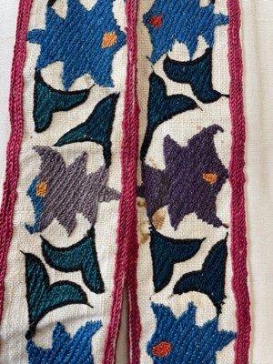 Lot 65 - An ivory silk summer coat made from a Central Asian embroidered suzani, circa 1928