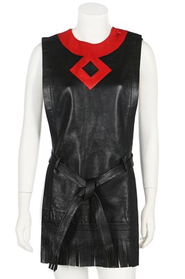 Lot 101 - A Pierre Cardin black lambskin leather tabard, circa 1969