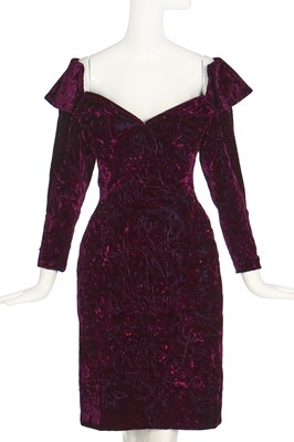 Lot 198 - Jerry Hall's Antony Price purple crushed-velvet cocktail dress, circa 1990
