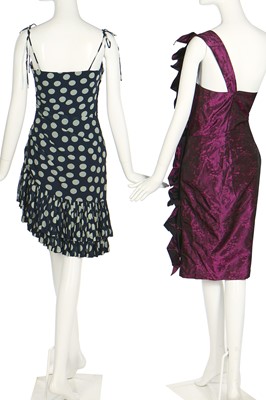 Lot 198 - Jerry Hall's Antony Price purple crushed-velvet cocktail dress, circa 1990