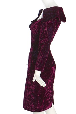 Lot 198 - Jerry Hall's Antony Price purple crushed-velvet cocktail dress, circa 1990