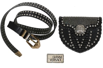 Lot 1 - A Gianni Versace studded leather belt-bag, circa 1992
