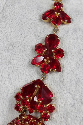 Lot 24 - A Dior necklace of faceted 'ruby' rhinestones set in a gilt metal mount, 1962