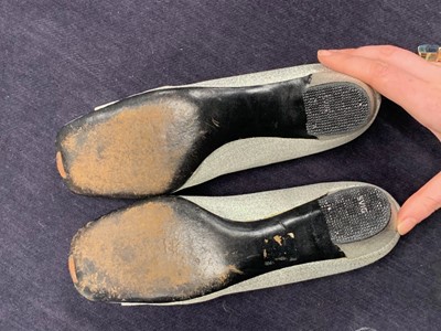 Lot 94 - A pair of Dior silver lurex shoes, circa 1966