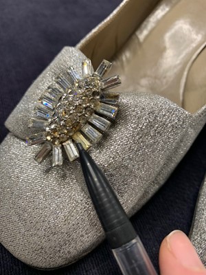 Lot 94 - A pair of Dior silver lurex shoes, circa 1966