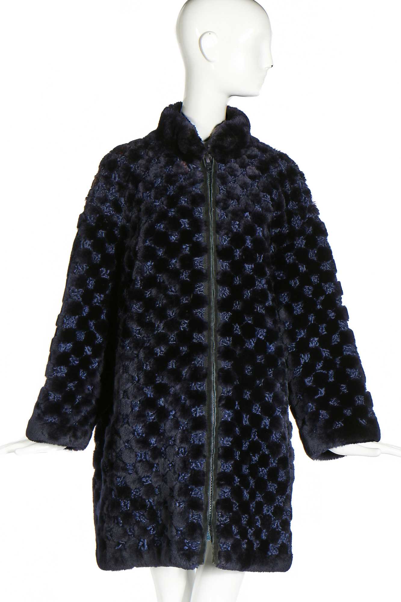 Lot 28 - A Dior ink-blue mouton fur coat, modern